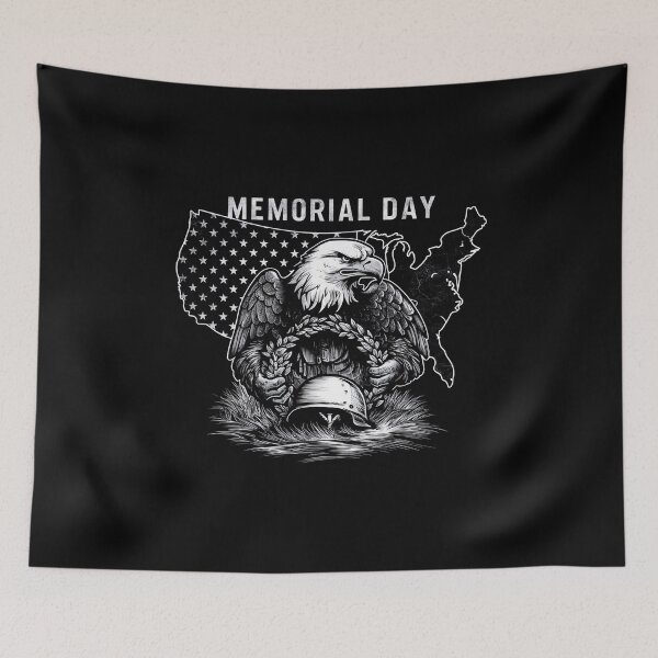 Item preview, Memorial day 2024 USA black and white flag designed and sold by Loviness.