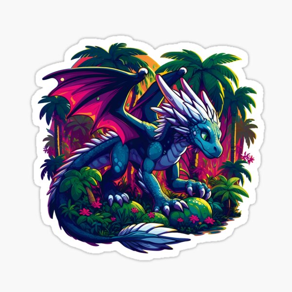 Vista previa del artículo con la obra «Dragón azul explorando la jungla.», diseñado y vendido por BMerry8.