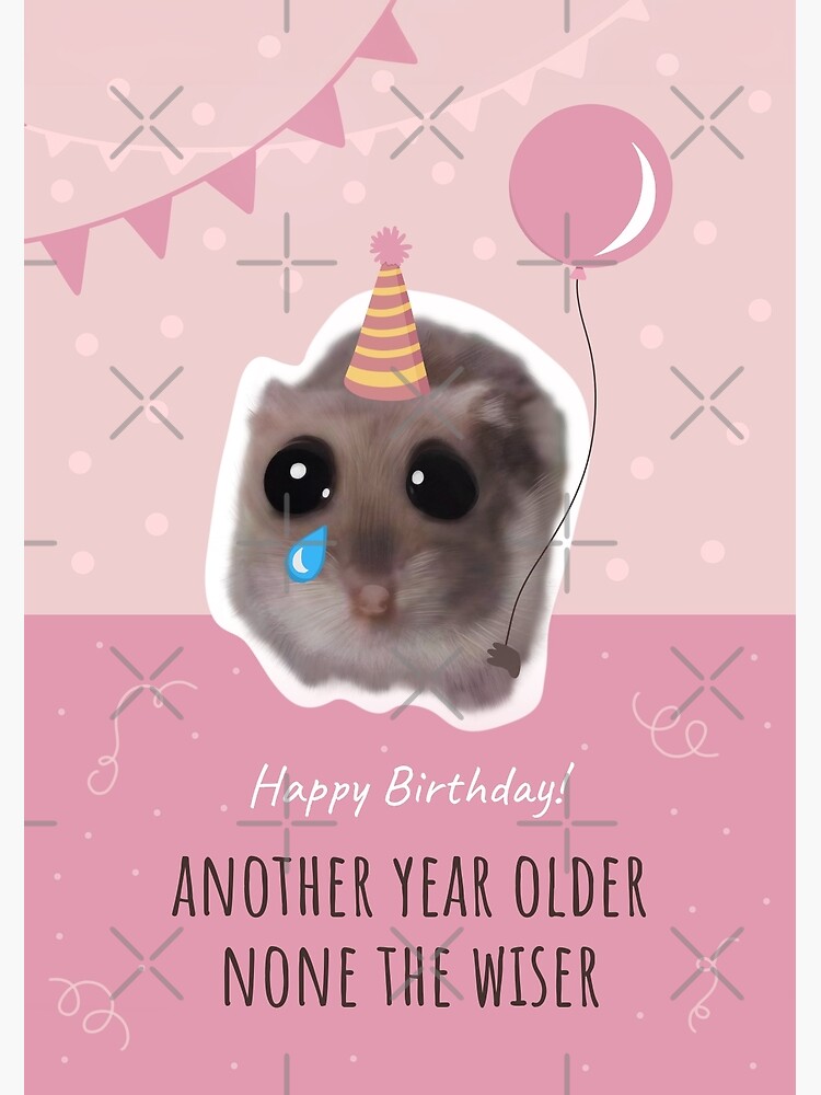Thumbnail 2 of 2, Greeting Card, Happy Birthday! Another year older none the wiser with funny sad hamster designed and sold by GosiaArtGarden.