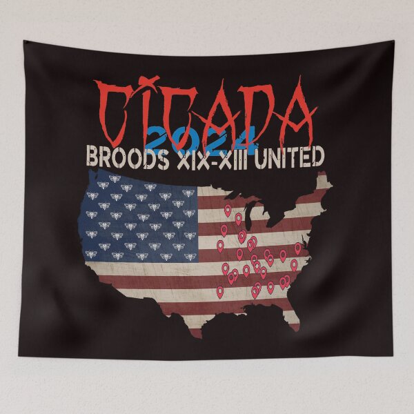 Item preview, CICADA MAP 2024 , United Broods of America ,inspired by American flag designed and sold by Meedbubble2-0.