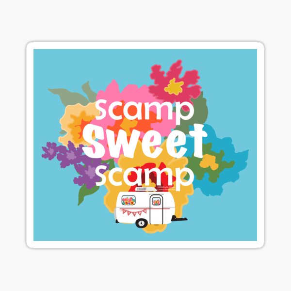 Scamp Sweet Scamp - Happy Camper - Iconic Fiberglass Trailer Sticker