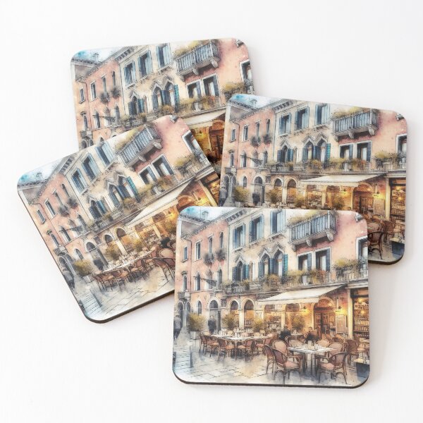 Item preview, Misty Morning in Watercolour European Cafe Street designed and sold by ArtComixHaven.