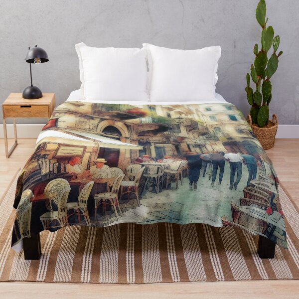 Item preview, Charming Watercolour Morning in Italian Cafe Alley designed and sold by ArtComixHaven.
