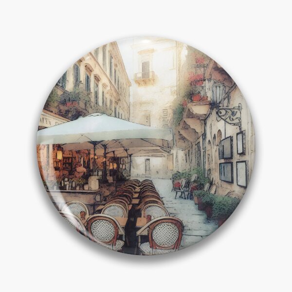 Item preview, Sunlit Morning in a Picturesque Italian Cafe Street designed and sold by ArtComixHaven.