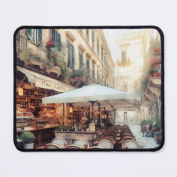 Item preview, Sunlit Morning in a Picturesque Italian Cafe Street designed and sold by ArtComixHaven.
