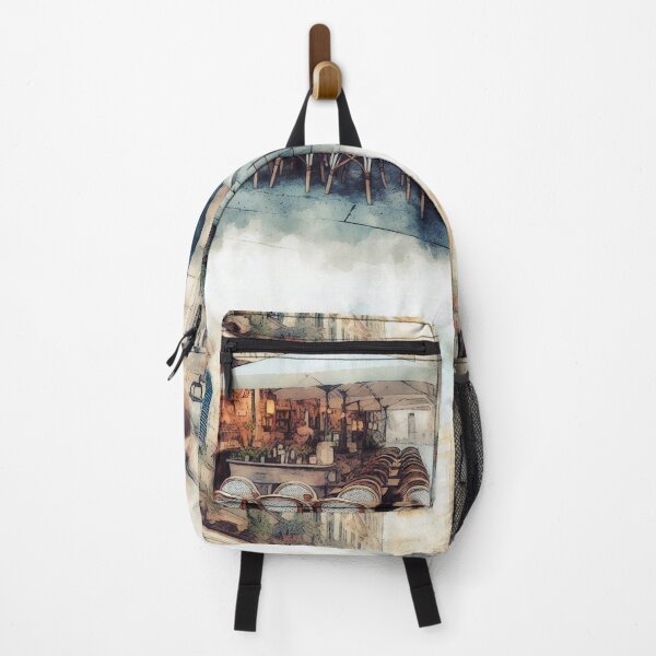 Item preview, Sunlit Morning in a Picturesque Italian Cafe Street designed and sold by ArtComixHaven.