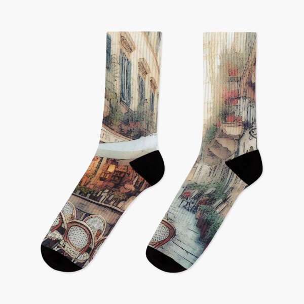 Item preview, Sunlit Morning in a Picturesque Italian Cafe Street designed and sold by ArtComixHaven.