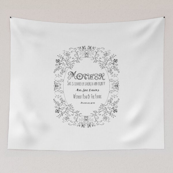 Item preview, "Mother" art with antique style filigree and scrolls and bible verse designed and sold by MichCortez9.