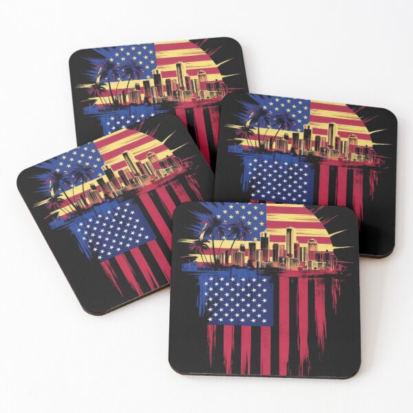 Item preview, Urban Sunset Glory - Patriotic Cityscape with Star-Spangled Banner designed and sold by HOMEDESIGNPRINT.