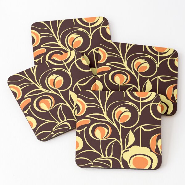 Item preview, Sixties Floral Pattern in Brown designed and sold by SamJanner.