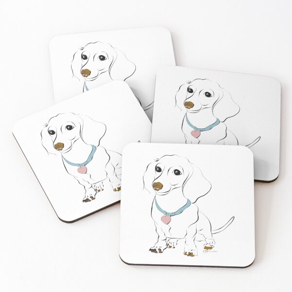 Aperçu de l'œuvre Dessin au trait mignon d'un chiot Doxie par Karen Little de Littleviews / Sketch-Views créée et vendue par Littleviews.