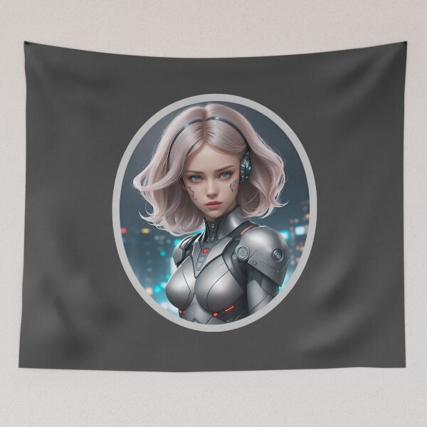Item preview, Cute Futuristic Cyborg Girl designed and sold by TheArtOfPat.