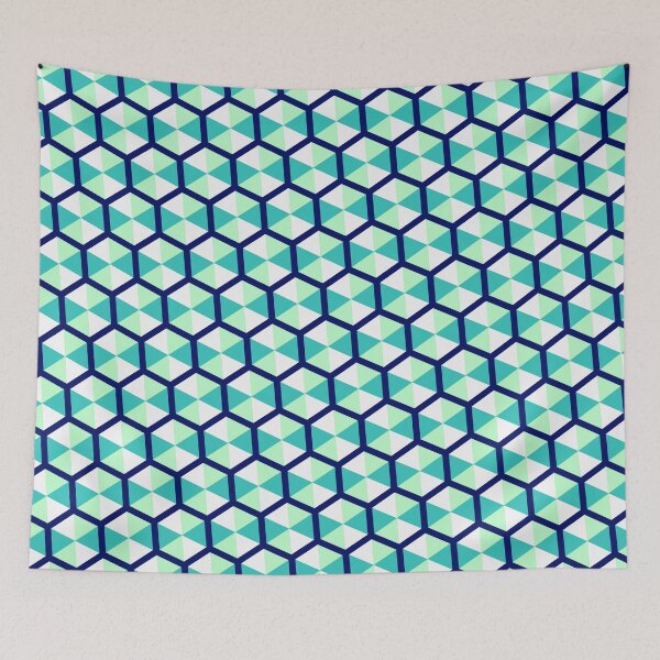 Item preview, Cool Tricolor Umbrella Hexagons Honeycomb Grid Party Pattern designed and sold by Alchemy-A-La-G.