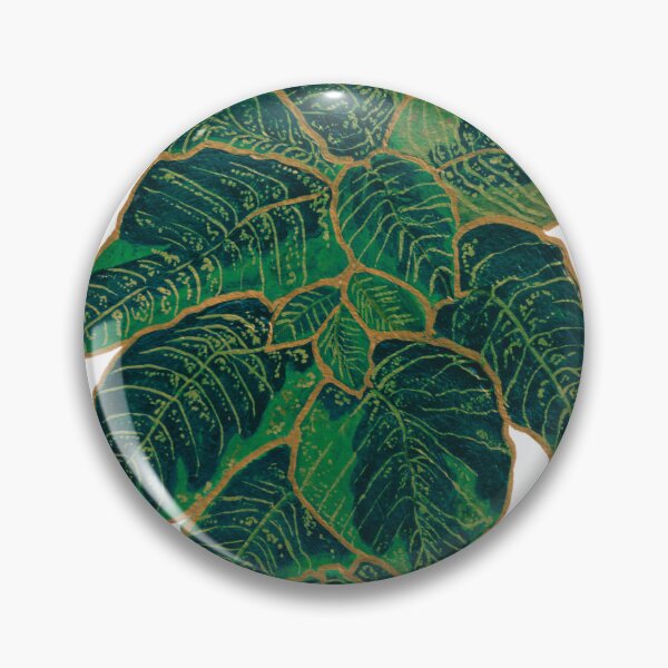 Item preview, Green and Golden Leaves Pattern, Acrylic Painted and Digitally Enhanced designed and sold by RayanaArt.