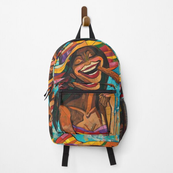 Item preview, Playful Fiesta- Exuberant Woman with Cigar and Colorful Sombrero in Abstract Expressionism designed and sold by OlfactoART Studio.