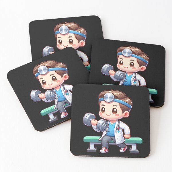 Item preview, Cute doctor working out lifting weights designed and sold by NeaftyFinds.