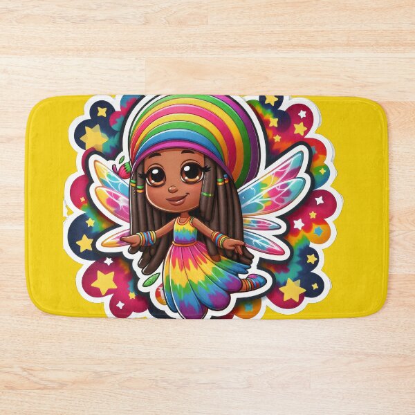 Item preview, Rasta Fairy, Cute Little Girl, Black Girl Cartoon, Reggae Mama. Gift for Child, Rainbow Tie Dye, Rastafaryan designed and sold by Anticulture.