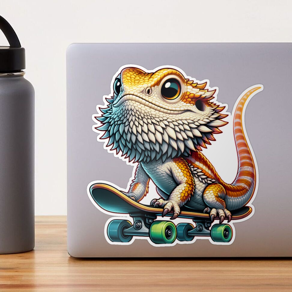 Bearded Dragon Sticker 4 Inch - Waterproof Animal Vinyl Decal For Laptop Water Bottle Car Tumbler - Durable Aesthetic Long-Lasting