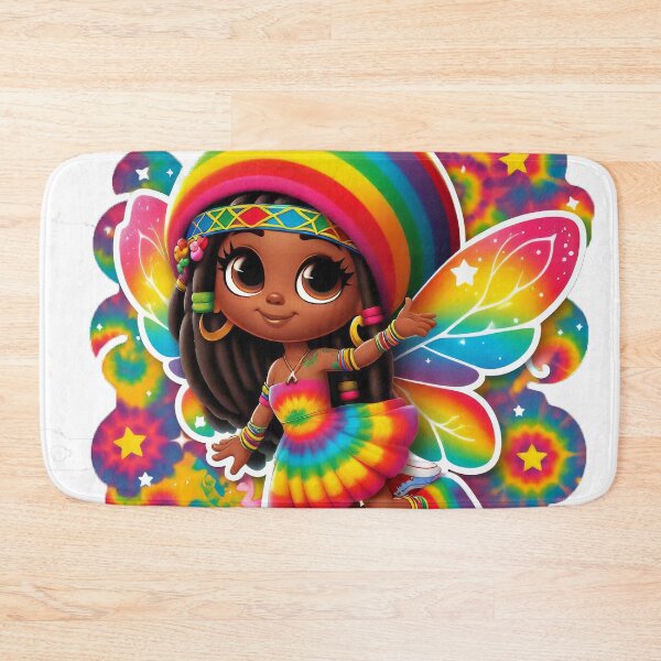 Item preview, Rasta Fairy Rastafairyan Cute Little Black Girl,  Rastafarian Reggae,  Rainbow Tie Dye designed and sold by Anticulture.