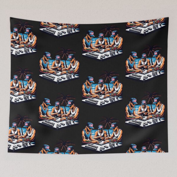 Item preview, Puerto Rican Guys playing dominoes by the beach designed and sold by NeaftyFinds.