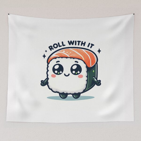 Item preview, Roll With It - Cute Sushi Artwork designed and sold by AdelkoDesigns.