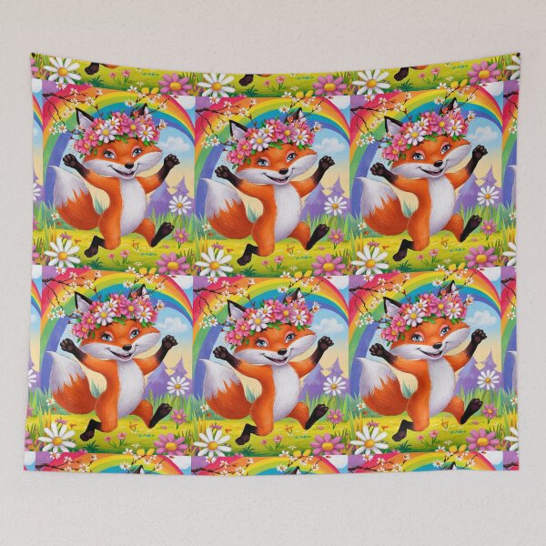 Item preview, Fox Portrait. spring fox, floral fox, happy fox, fantasy fox, whimsical fox, fox character designed and sold by FoxVibes.