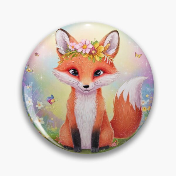 Item preview, Fox Portrait. spring fox, floral fox, happy fox, fantasy fox, whimsical fox designed and sold by FoxVibes.