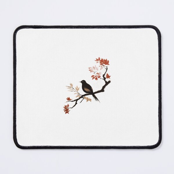 Item preview, zen style bird on red yellow branch designed and sold by FunkyBuddhas.