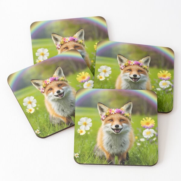 Item preview, Fox Portrait. spring fox, floral fox, happy fox, fantasy fox, whimsical fox designed and sold by FoxVibes.