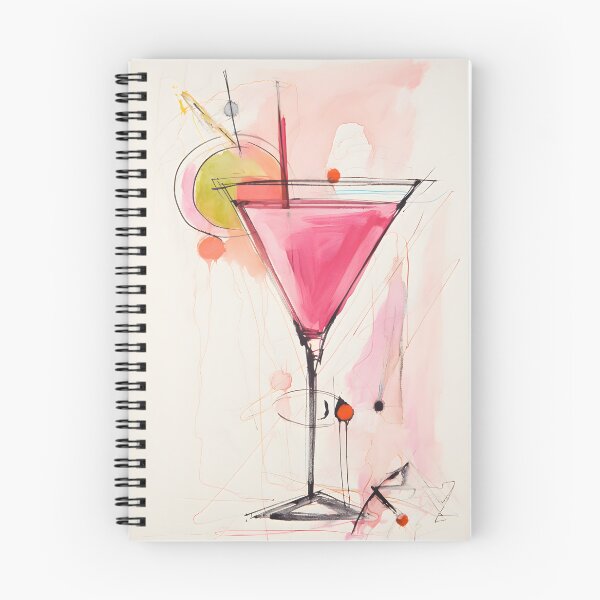 Item preview, Whimsical Martini Delight- Vibrant Cocktail with Olive and Citrus Slice on White Expressive Composition designed and sold by OlfactoART Studio.