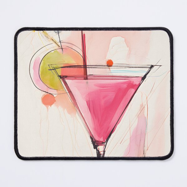 Item preview, Whimsical Martini Delight- Vibrant Cocktail with Olive and Citrus Slice on White Expressive Composition designed and sold by OlfactoART Studio.