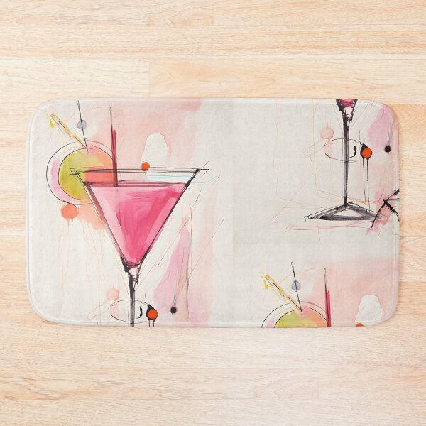 Item preview, Whimsical Martini Delight- Vibrant Cocktail with Olive and Citrus Slice on White Expressive Composition designed and sold by OlfactoART Studio.