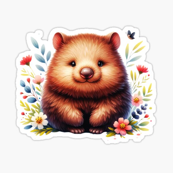 Vista previa del artículo con la obra «Flores wombat», diseñado y vendido por TheAnimalZ00.
