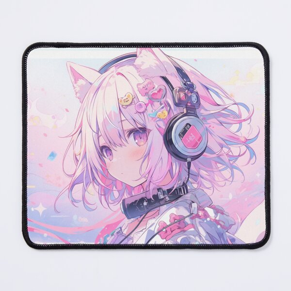Item preview, Pastel Pink Star Neko Cat Gamer Anime Kawaii Girl designed and sold by Purrfectanime.