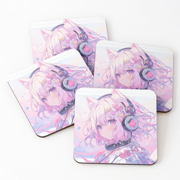 Item preview, Pastel Pink Star Neko Cat Gamer Anime Kawaii Girl  designed and sold by Purrfectanime.
