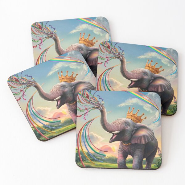 Item preview, Elephant Portrait. rainbow elephant, colorful elephant, whimsical elephant designed and sold by ElephantVibes.