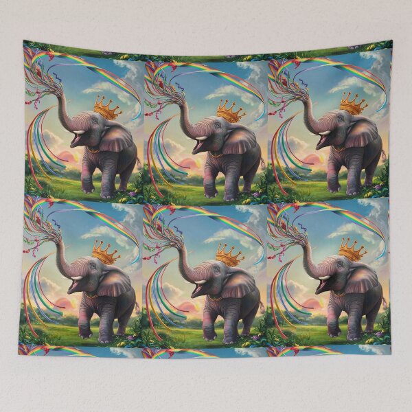 Item preview, Elephant Portrait. rainbow elephant, colorful elephant, whimsical elephant designed and sold by ElephantVibes.