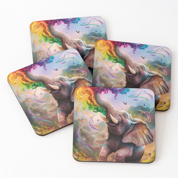 Item preview, Elephant Portrait. rainbow elephant, colorful elephant, whimsical elephant designed and sold by ElephantVibes.