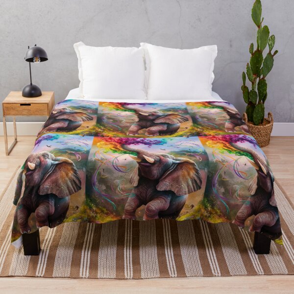 Item preview, Elephant Portrait. rainbow elephant, colorful elephant, whimsical elephant designed and sold by ElephantVibes.