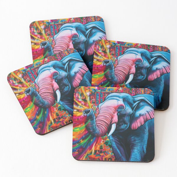 Item preview, Elephant Portrait. rainbow elephant, colorful elephant, whimsical elephant designed and sold by ElephantVibes.