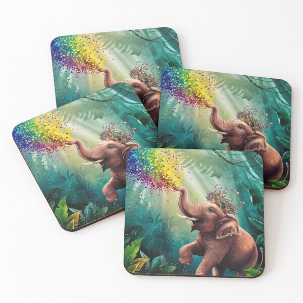 Item preview, Elephant Portrait. rainbow elephant, colorful elephant, whimsical elephant designed and sold by ElephantVibes.