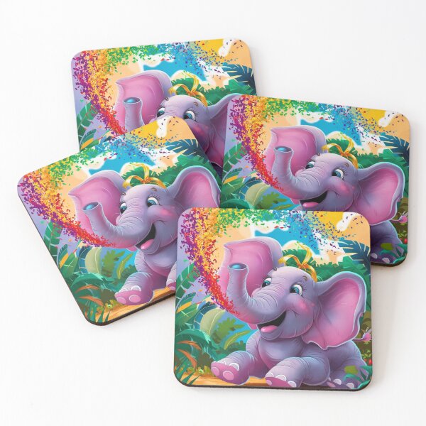 Item preview, Elephant Portrait. rainbow elephant, colorful elephant, whimsical elephant designed and sold by ElephantVibes.