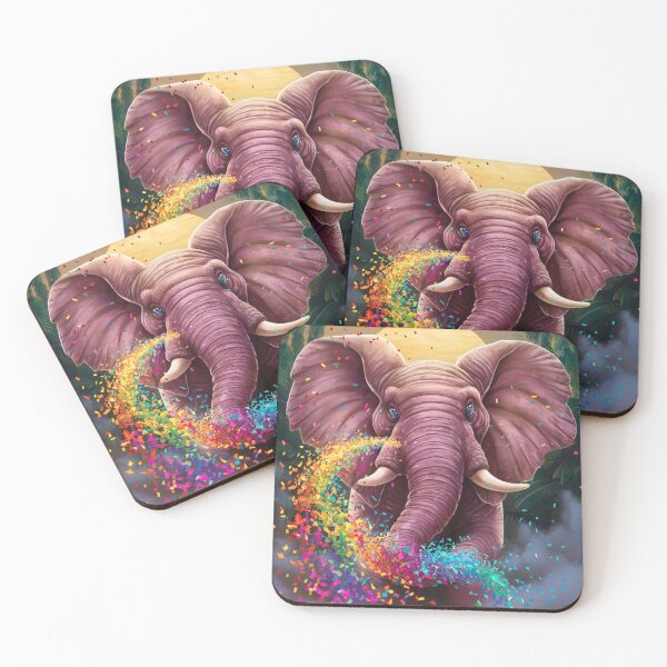 Item preview, Elephant Portrait. rainbow elephant, colorful elephant, whimsical elephant designed and sold by ElephantVibes.