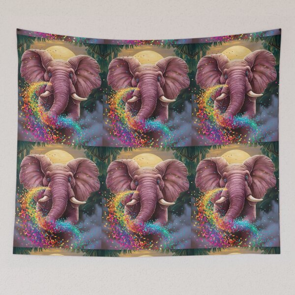 Item preview, Elephant Portrait. rainbow elephant, colorful elephant, whimsical elephant designed and sold by ElephantVibes.