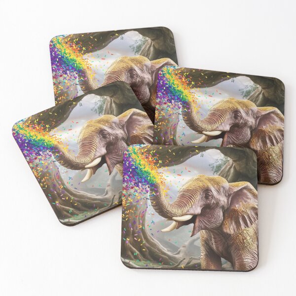 Item preview, Elephant Portrait. rainbow elephant, colorful elephant, whimsical elephant designed and sold by ElephantVibes.