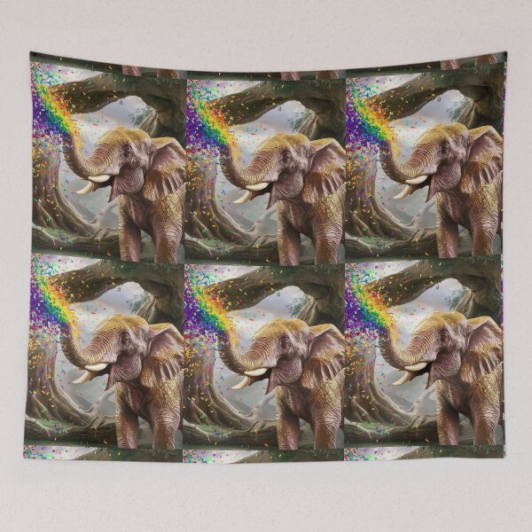 Item preview, Elephant Portrait. rainbow elephant, colorful elephant, whimsical elephant designed and sold by ElephantVibes.
