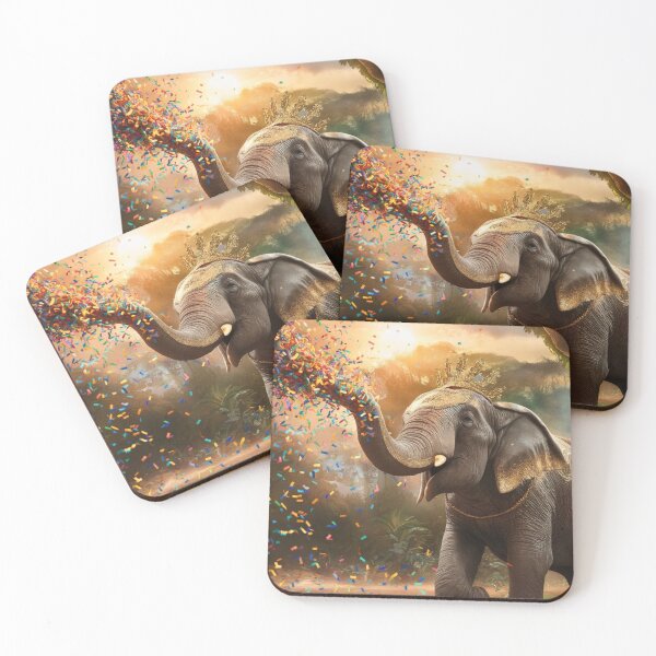 Item preview, Elephant Portrait. rainbow elephant, colorful elephant, whimsical elephant designed and sold by ElephantVibes.