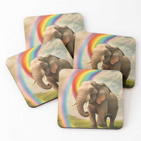 Item preview, Elephant Portrait. rainbow elephant, colorful elephant, whimsical elephant designed and sold by ElephantVibes.