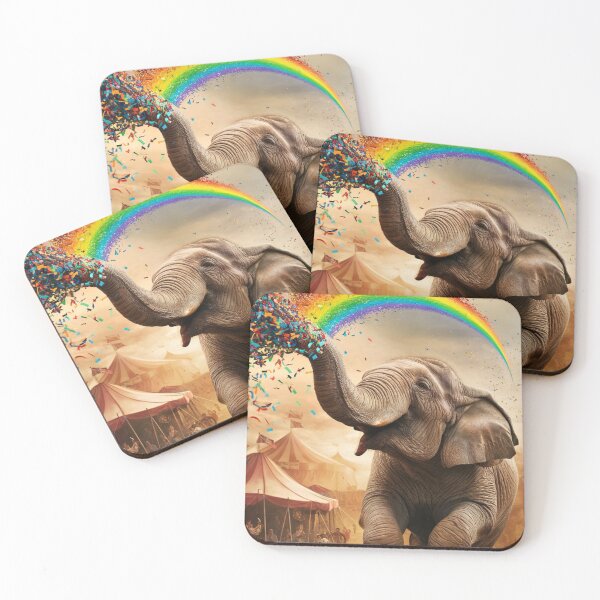 Item preview, Elephant Portrait. rainbow elephant, colorful elephant, whimsical elephant designed and sold by ElephantVibes.