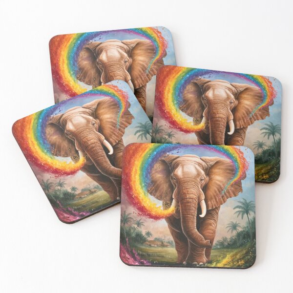 Item preview, Elephant Portrait. rainbow elephant, colorful elephant, whimsical elephant designed and sold by ElephantVibes.